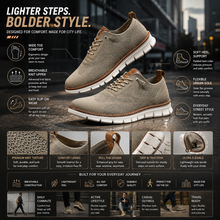 Men's Slip-On Casual Shoes – Comfortable Wide-Toe Urban Sneakers