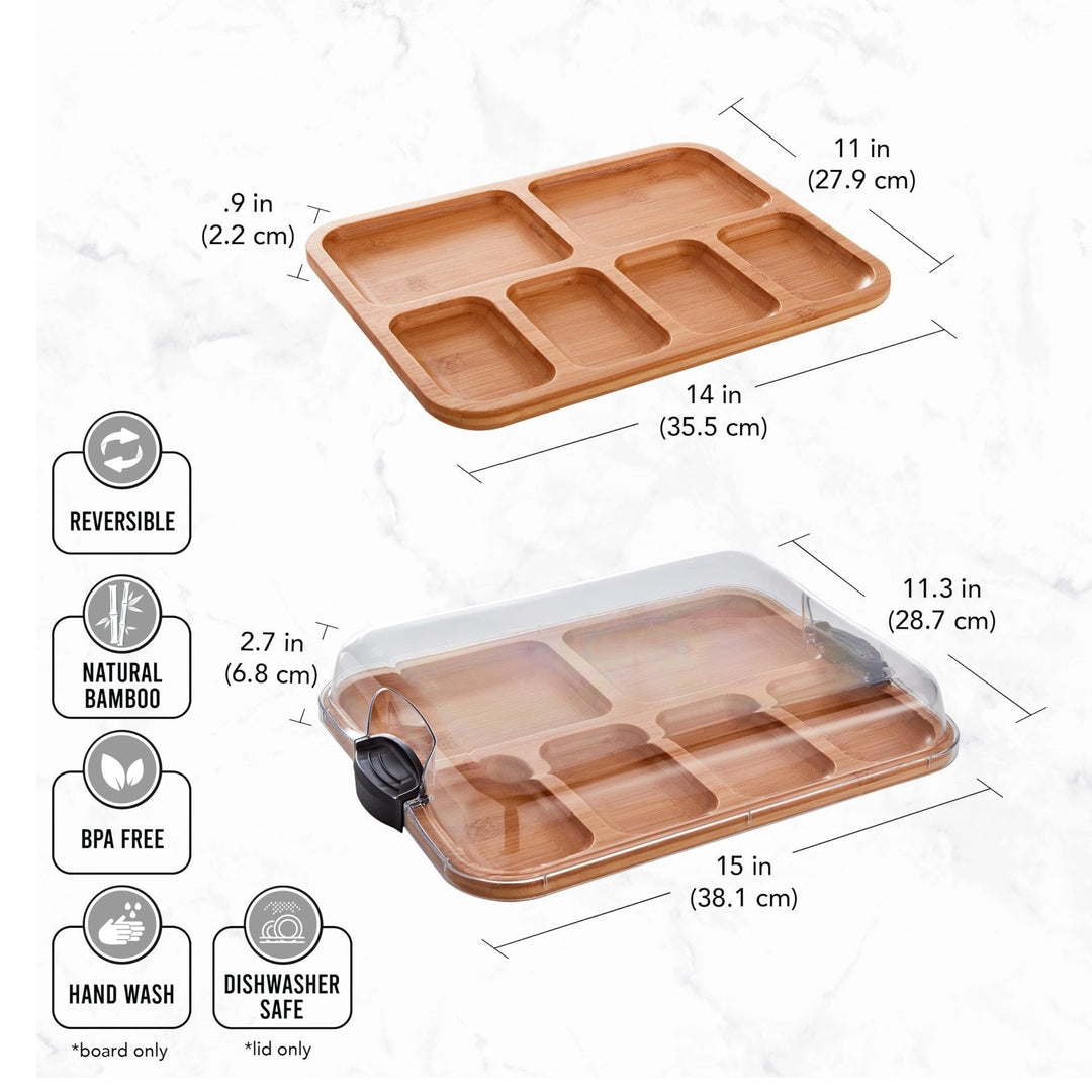 Bamboo Charcuterie Board – Cutting & Serving Tray with Lid