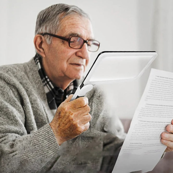 Full Page Handheld Magnifying Glass 5x Magnification, LED Lighted Magnifying Glass with 3 Modes, Ideal for Reading Books and Seniors