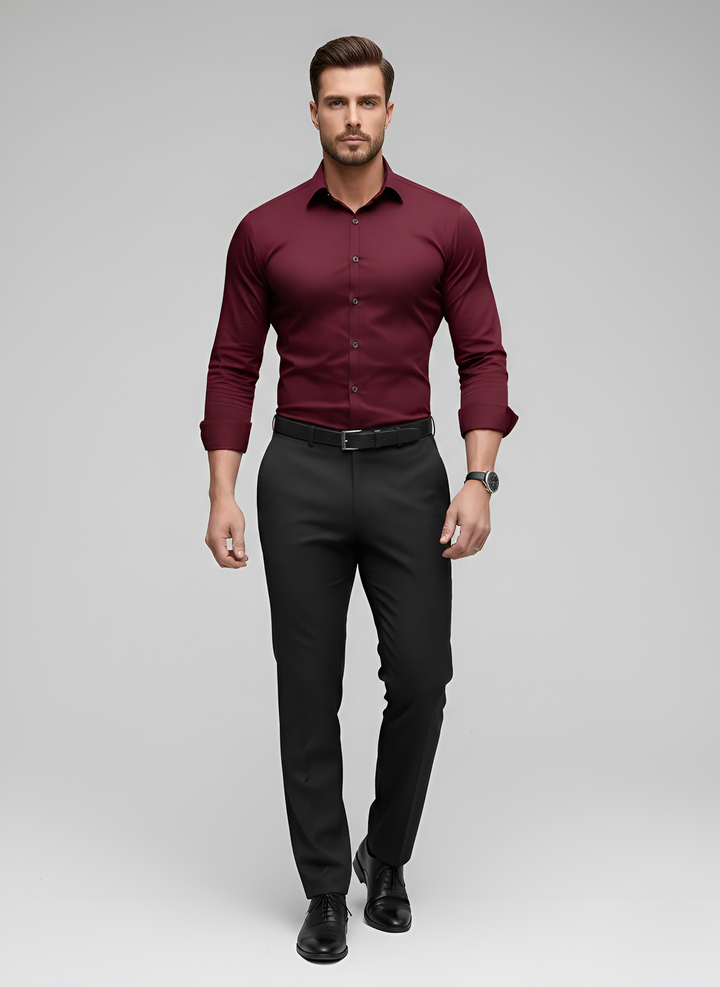 Men's Slim Fit Long Sleeve Button-Up Dress Shirt