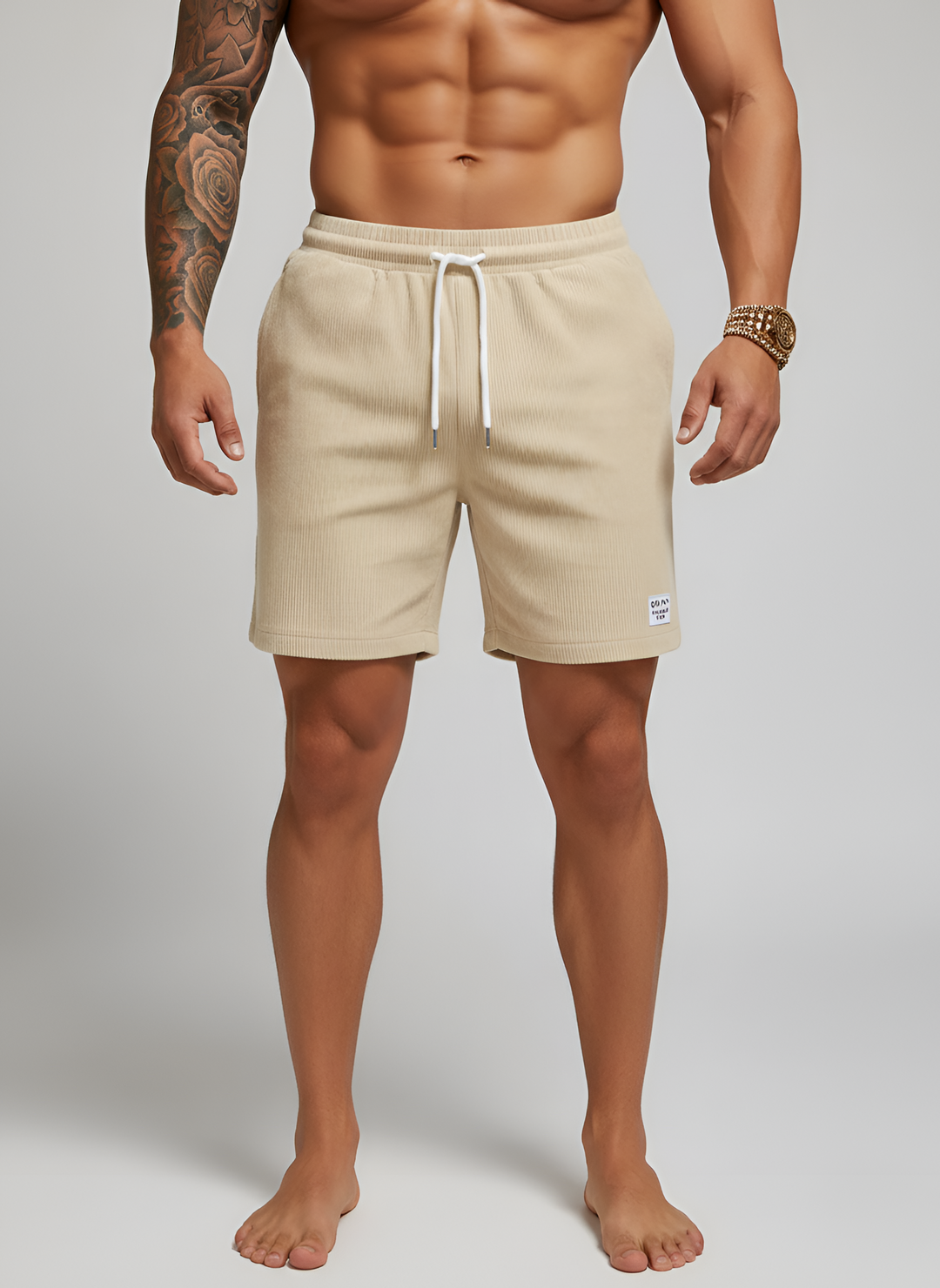 Men's Cotton Lounge Shorts with Elastic Drawstring Waist