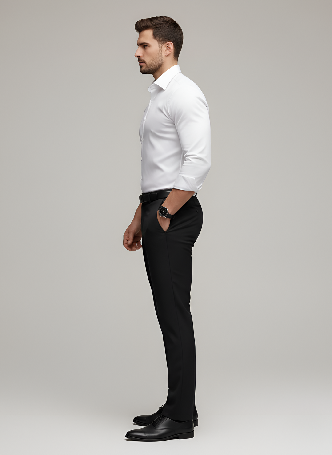 Men's Slim Fit Long Sleeve Button-Up Dress Shirt