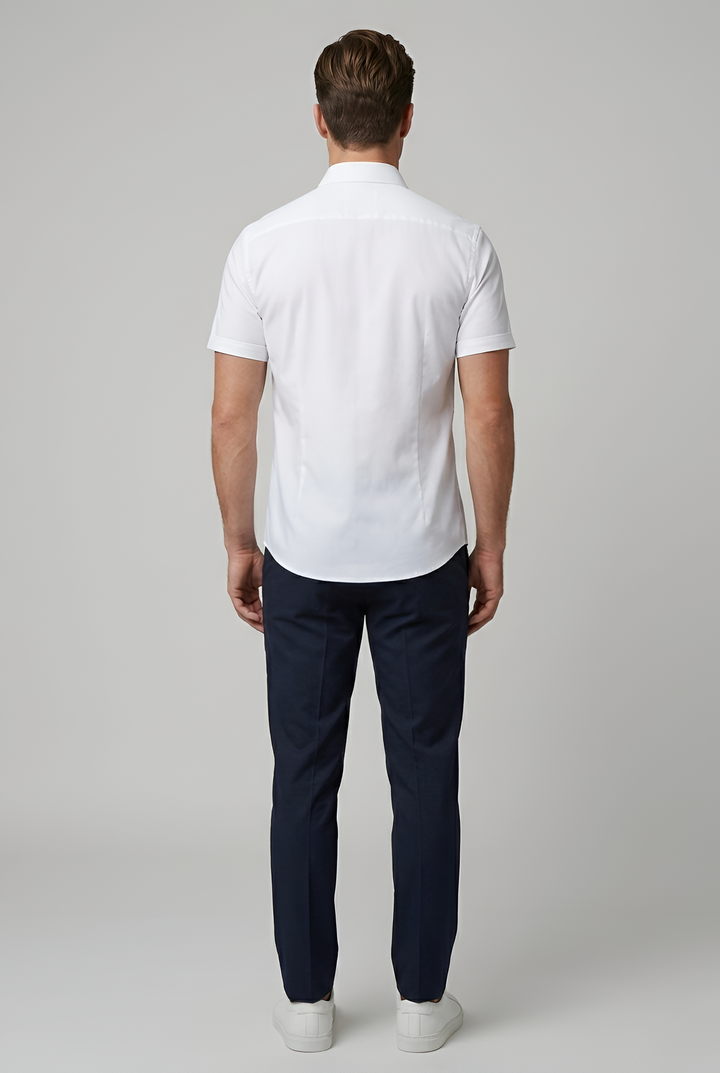 Men's Short Sleeve Slim Fit Button-Down Dress Shirt