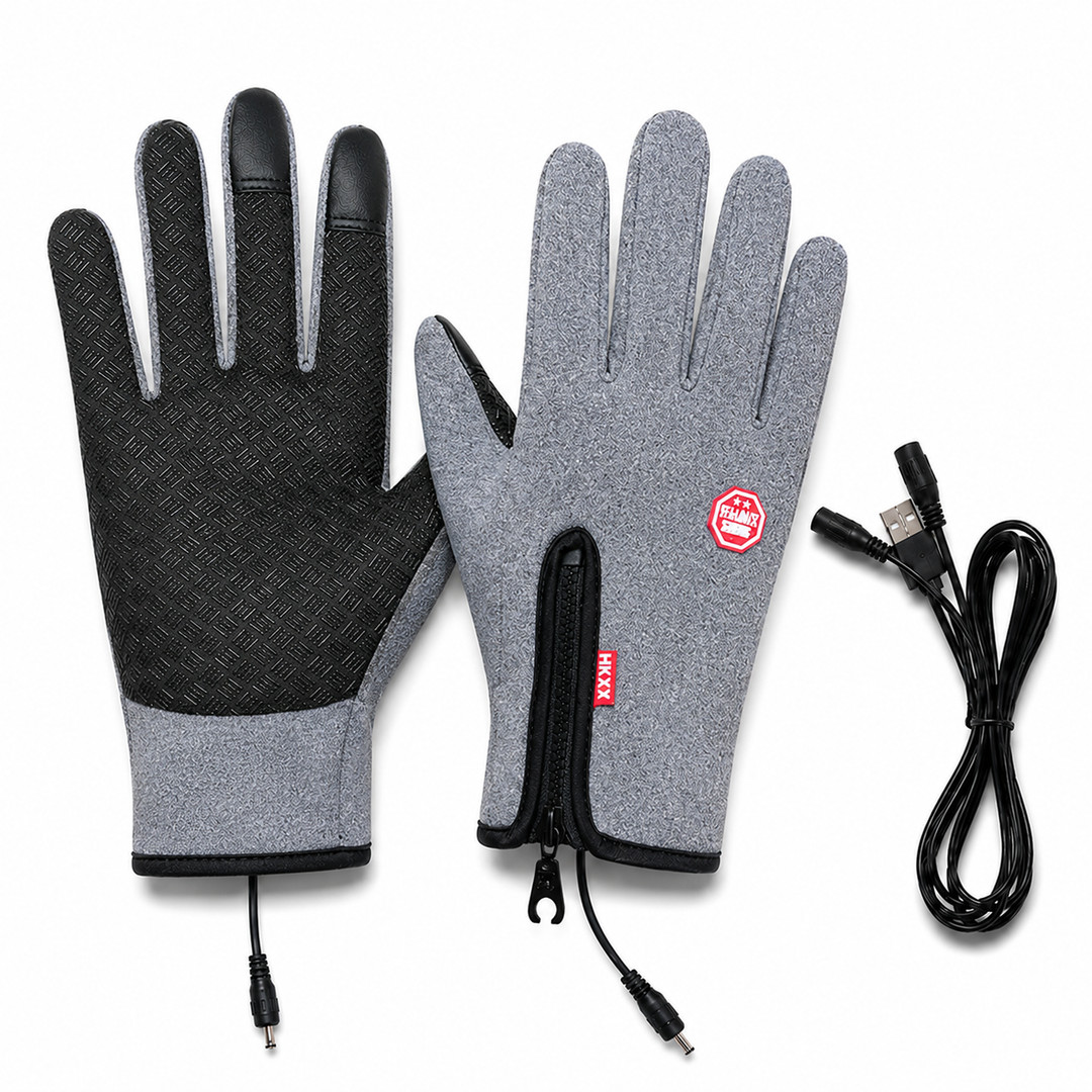 Winter Heated Gloves Electric Outdoor Touchscreen Grid Design