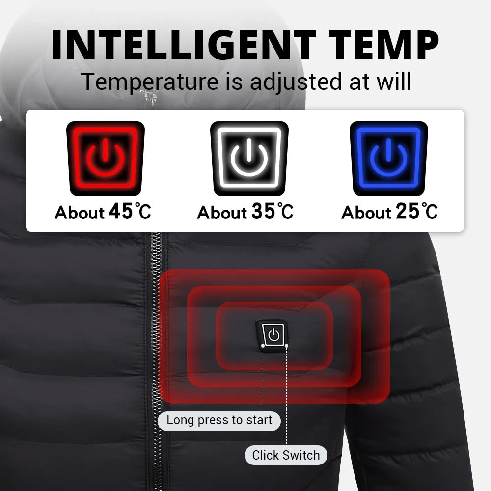 Electric Heated Jacket – Unisex 3 Heat Settings & 10-Hour Battery