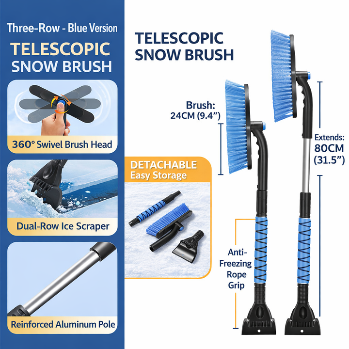 Car Ice Scraper Snow Brush – 67cm Extended Handle & Detachable