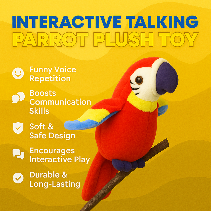 Talking Parrot Plush Toy – Voice Repeat & Interactive Kids Learning
