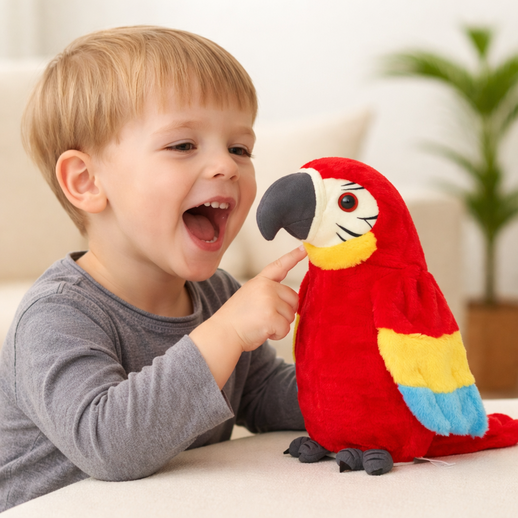 Talking Parrot Plush Toy – Voice Repeat & Interactive Kids Learning