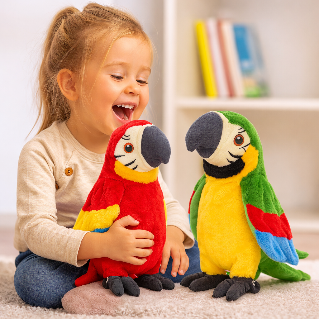 Talking Parrot Plush Toy – Voice Repeat & Interactive Kids Learning