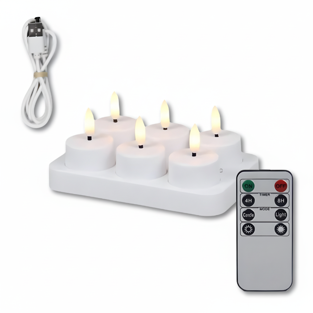 Flameless LED Candles – USB Rechargeable Set with Remote & Timer