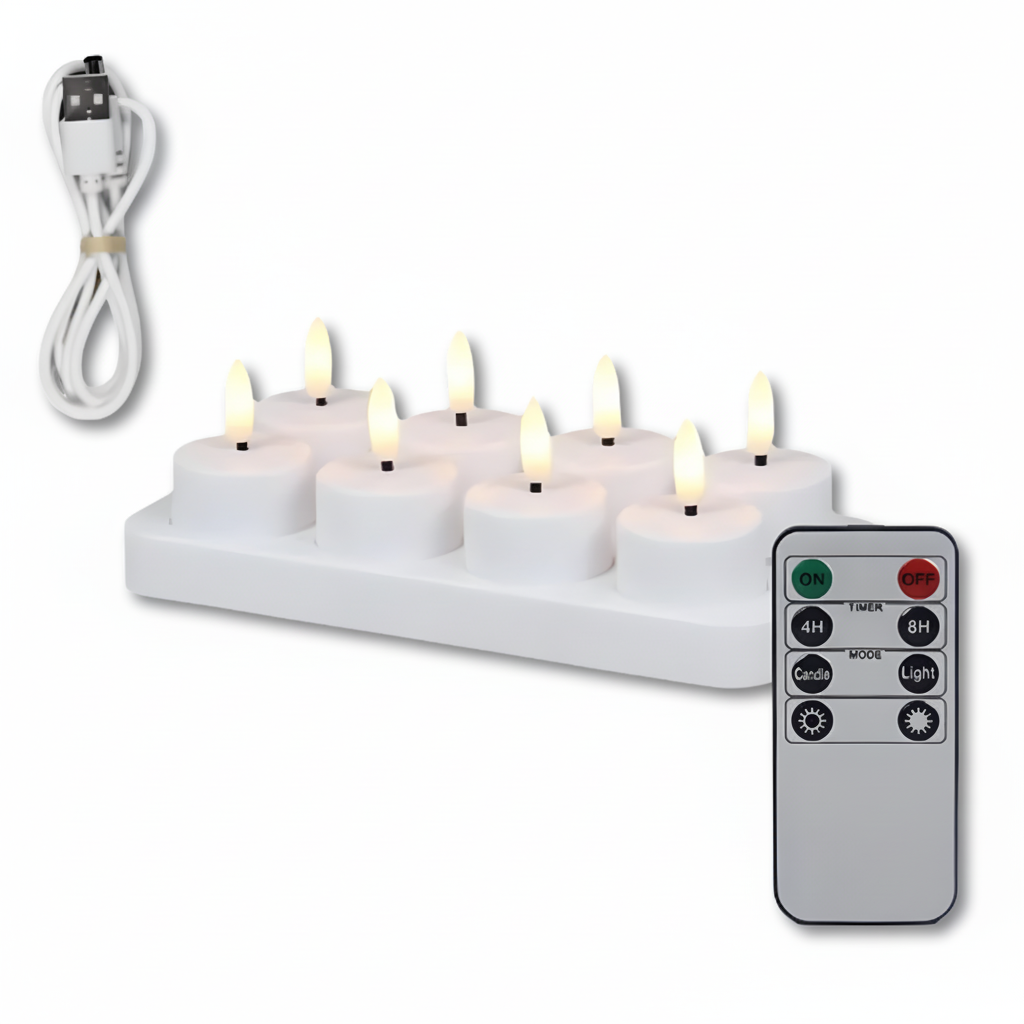 Flameless LED Candles – USB Rechargeable Set with Remote & Timer