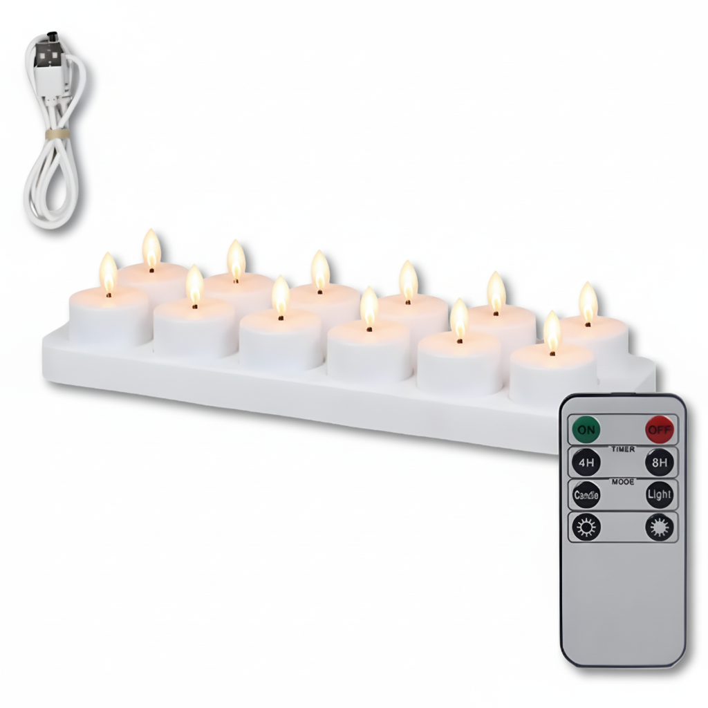 Flameless LED Candles – USB Rechargeable Set with Remote & Timer