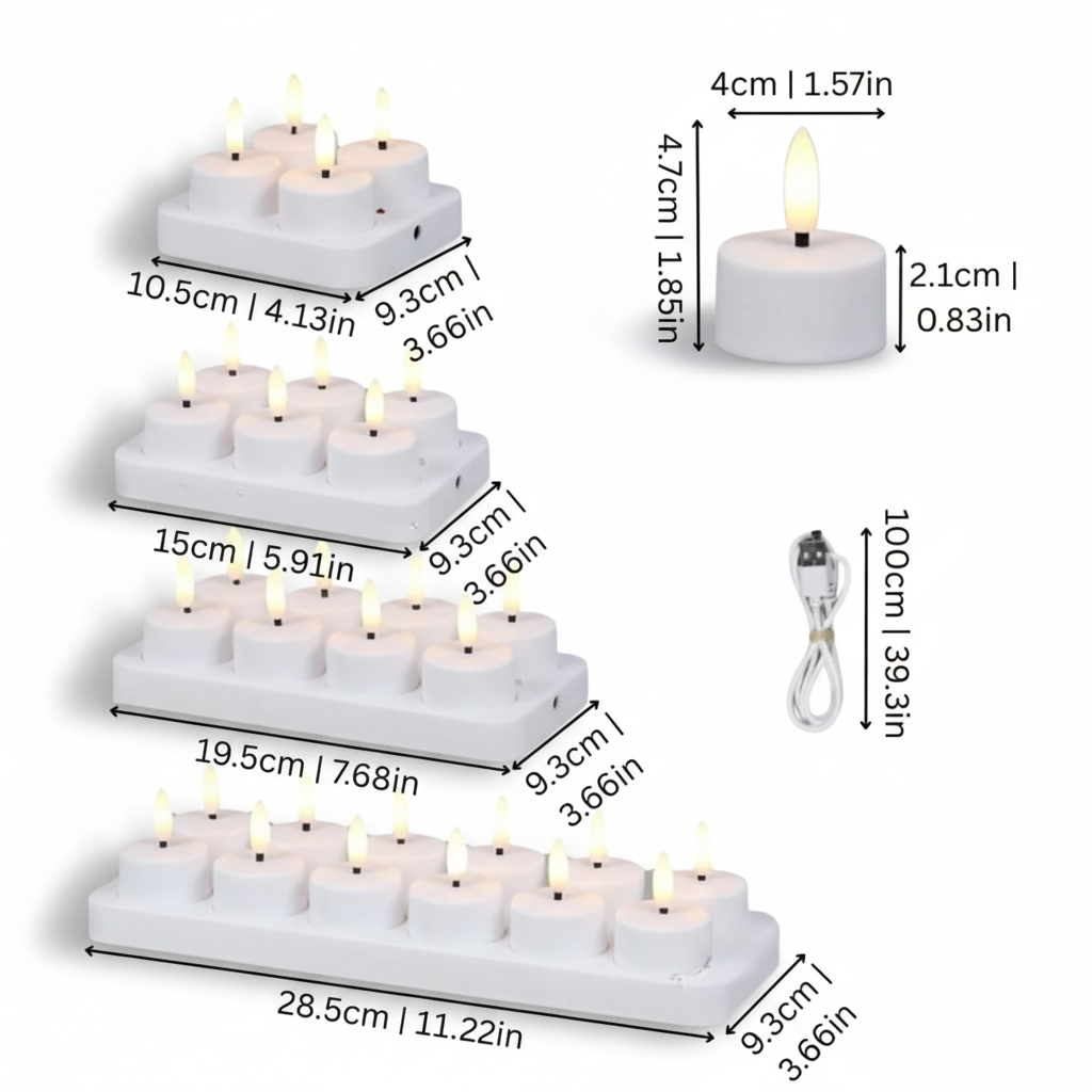 Flameless LED Candles – USB Rechargeable Set with Remote & Timer
