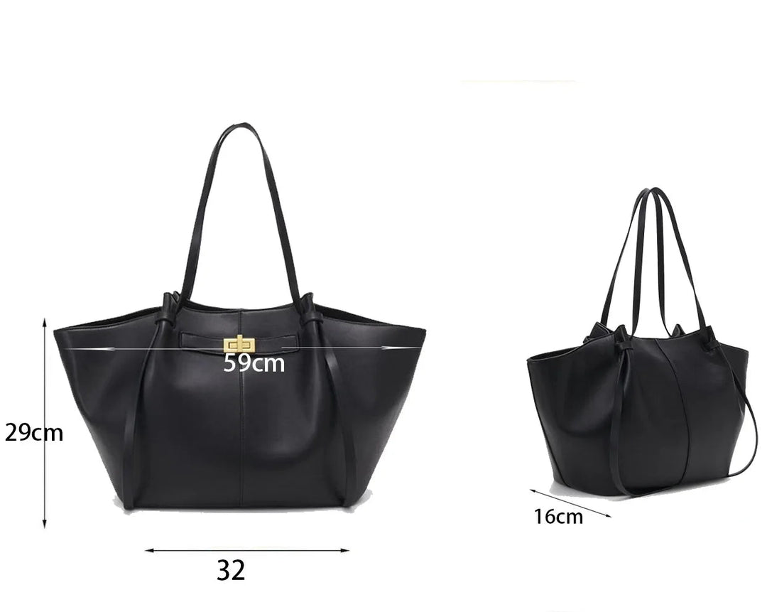 Large Capacity Tote Bag - Synthetic Leather