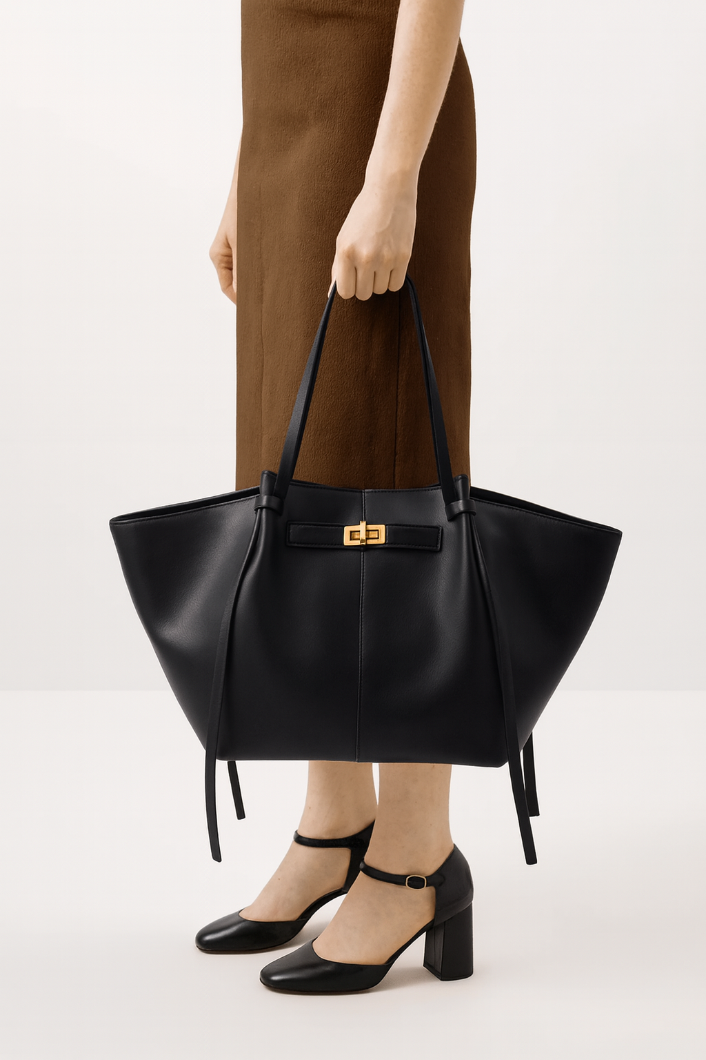 Large Capacity Tote Bag - Synthetic Leather