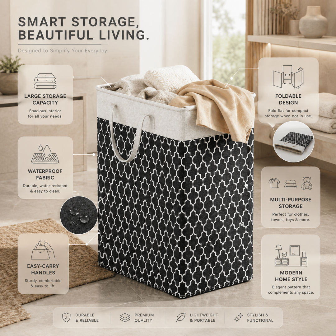 Lauva 75L Waterproof Laundry Basket – Foldable Fabric Hamper