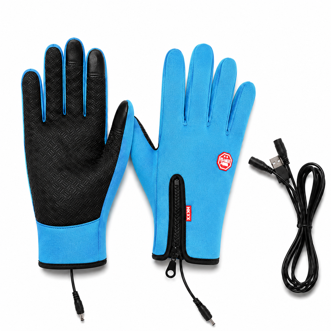 Winter Heated Gloves Electric Outdoor Touchscreen Grid Design