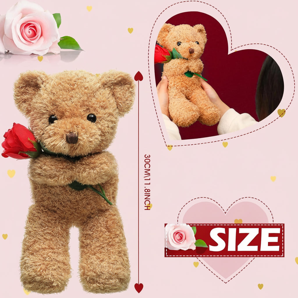 Plush Rose Teddy Bear – Romantic Valentine's Gift
