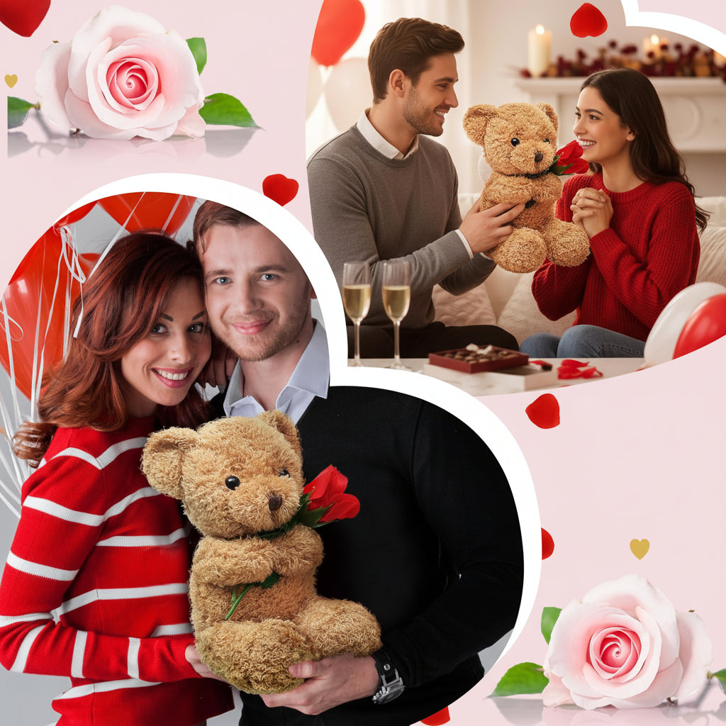 Plush Rose Teddy Bear – Romantic Valentine's Gift