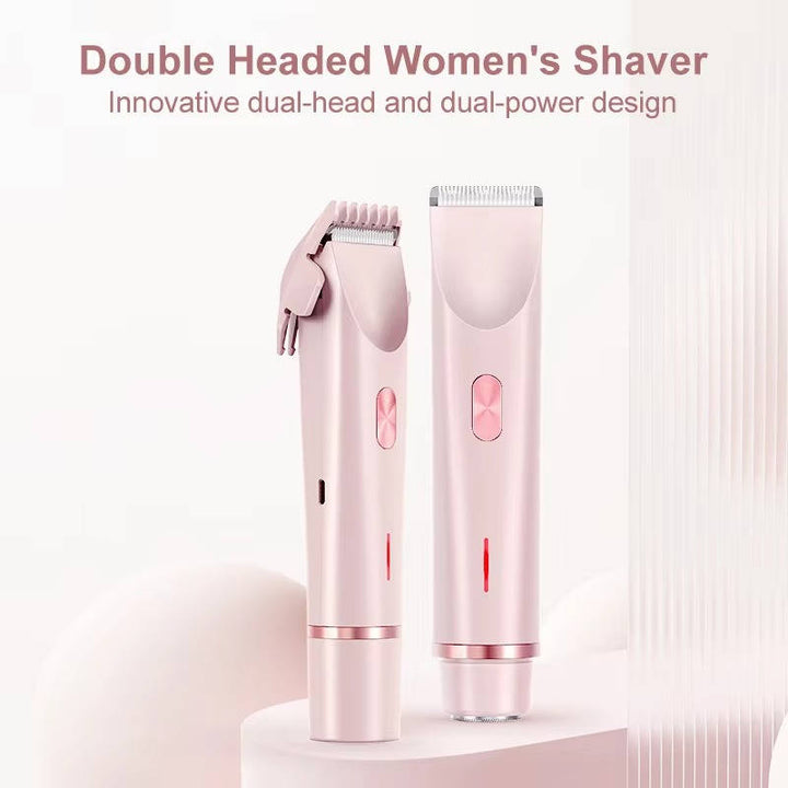 Painless Pubic Hair Trimmer with Dual Heads, Waterproof Design, and Whisper Quiet Operation for Smooth Skin