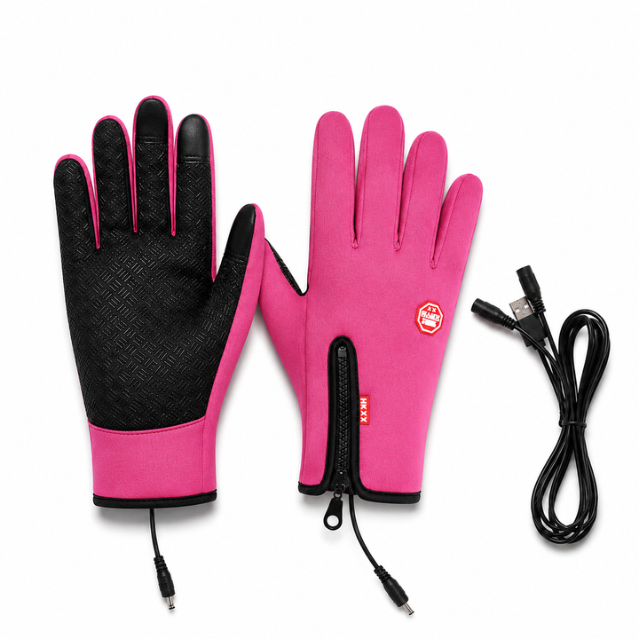 Winter Heated Gloves Electric Outdoor Touchscreen Grid Design