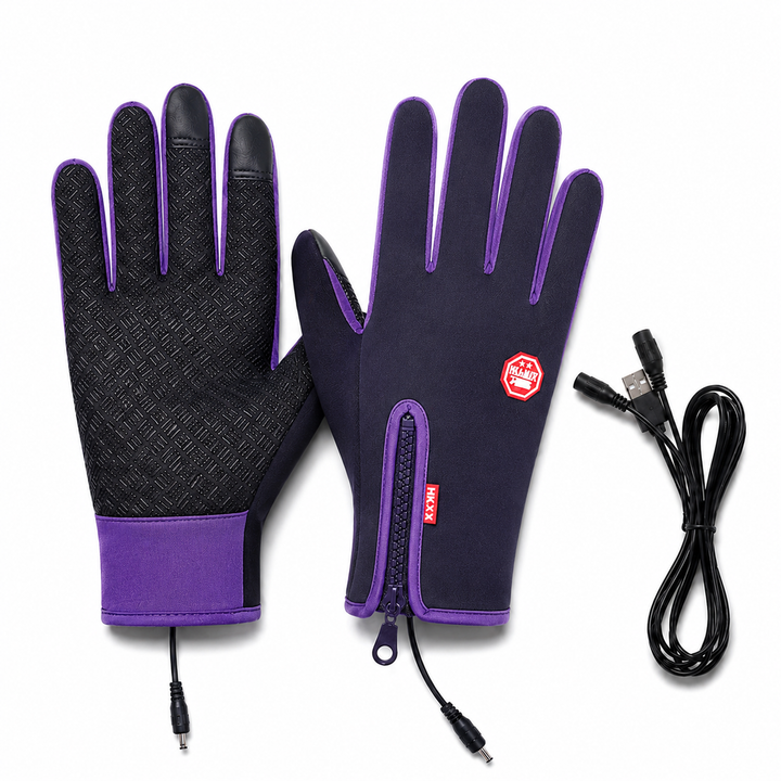 Winter Heated Gloves Electric Outdoor Touchscreen Grid Design