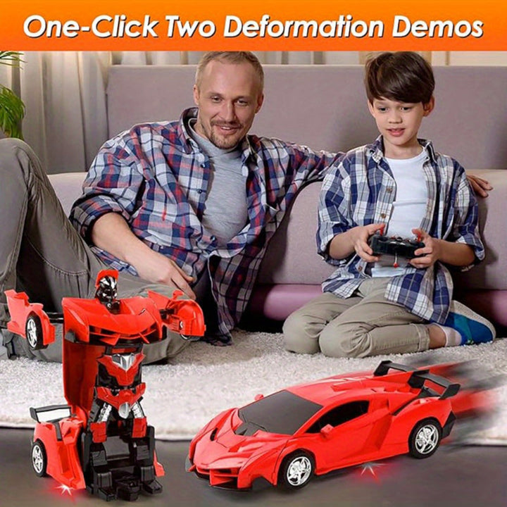 RC Car Transforming Robot Toy – LED Lights 2-in-1 Rechargeable
