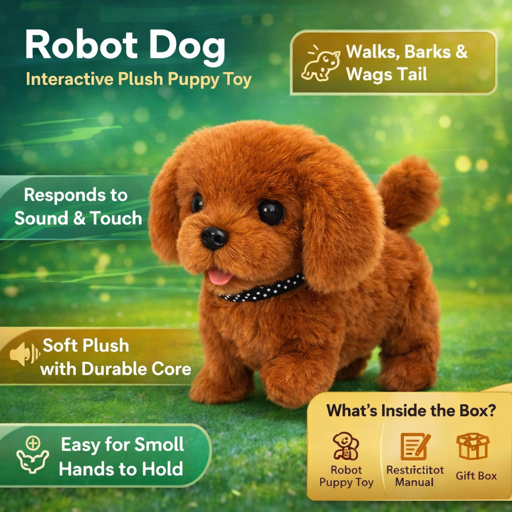 Interactive Robot Puppy Toy – Walks, Barks & Wags Tail