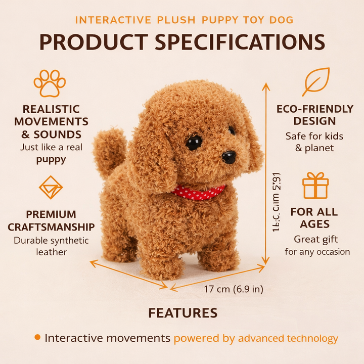 Robot Dog Toy Interactive Plush Puppy Realistic Walking Pet