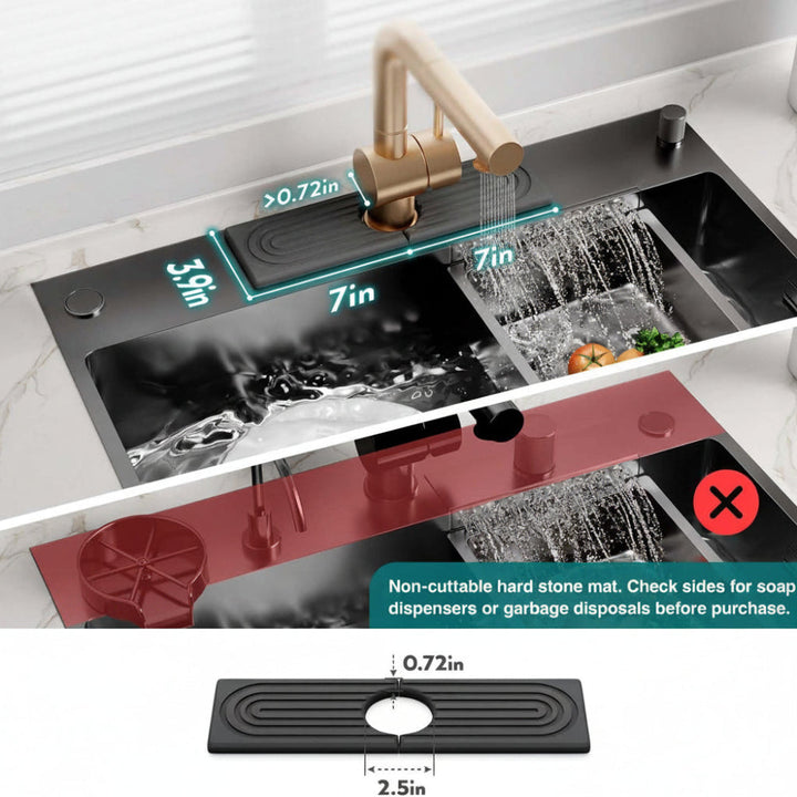 Diatomite Stone Sink Mat – Fast-Drying Faucet Splash Tray