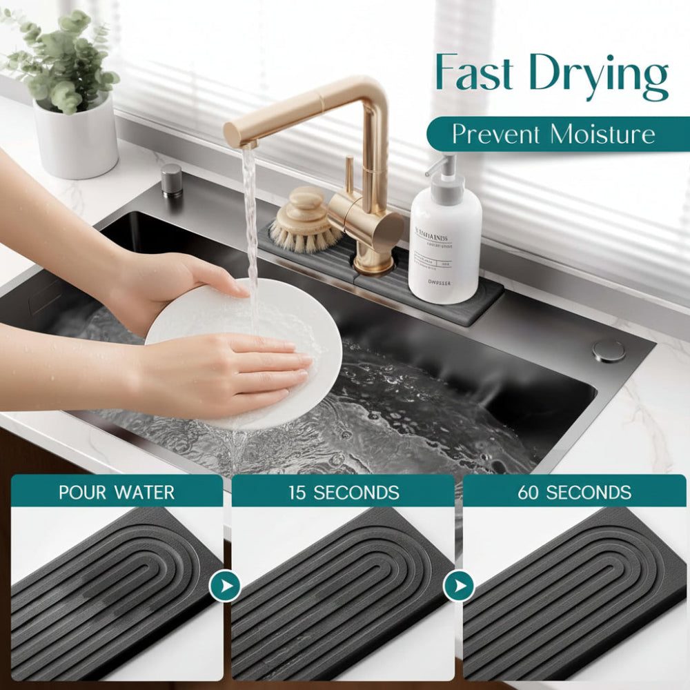 Diatomite Stone Sink Mat – Fast-Drying Faucet Splash Tray
