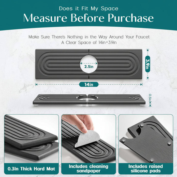 Diatomite Stone Sink Mat – Fast-Drying Faucet Splash Tray