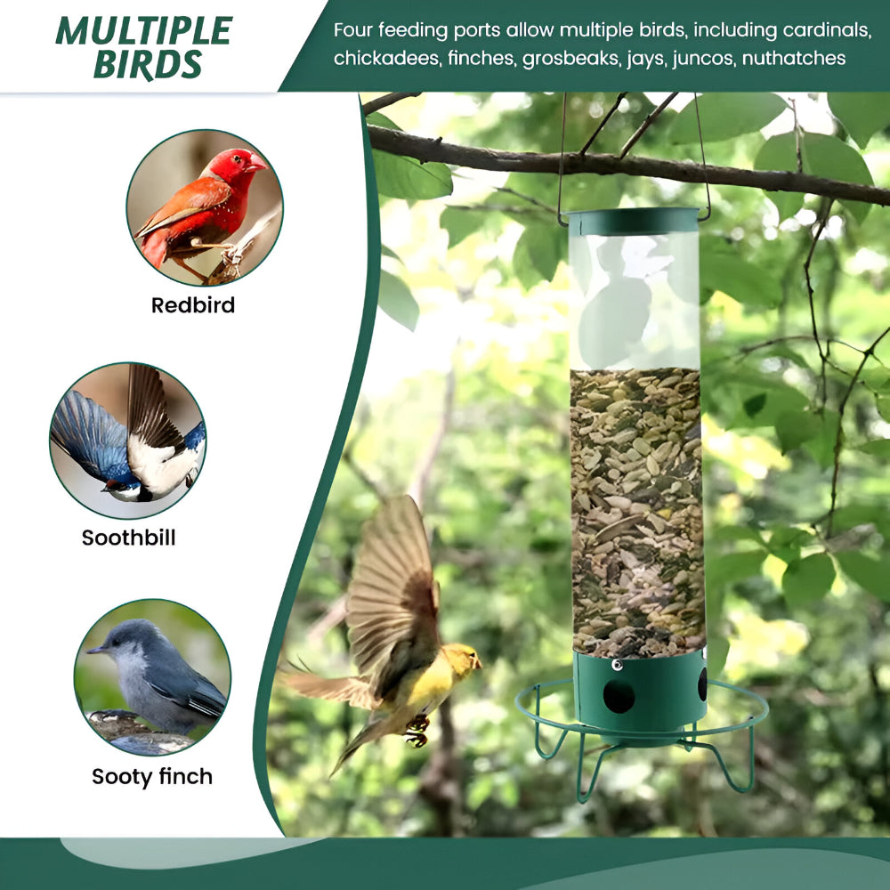 Squirrel-Proof Metal Bird Feeder – Hanging 4-Port Feeder