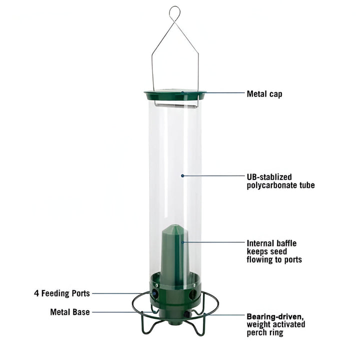 Squirrel-Proof Metal Bird Feeder – Hanging 4-Port Feeder
