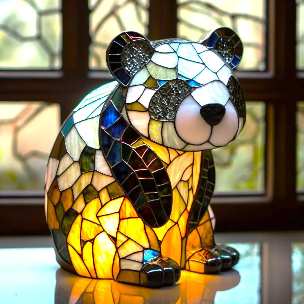 Table Lamp Animal Stained Glass Effect Accent Light