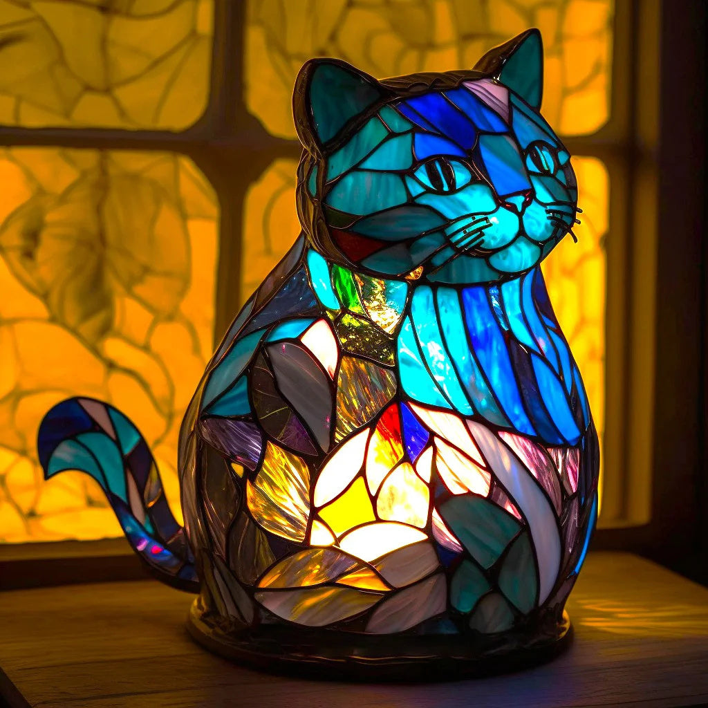 Table Lamp Animal Stained Glass Effect Accent Light