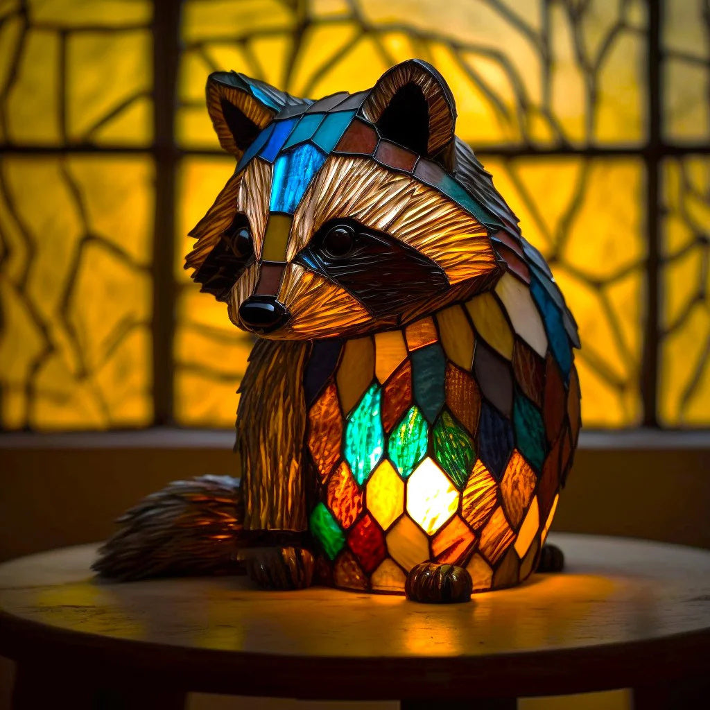 Table Lamp Animal Stained Glass Effect Accent Light