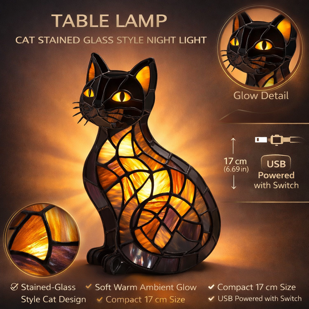 Cat Night Light Table Lamp – Soft Ambient Bedside Light