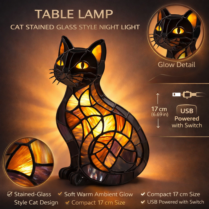 Cat Night Light Table Lamp – Soft Ambient Bedside Light