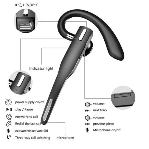Trucker Dual Mic Wireless Bluetooth 5.1 Noise Cancelling Headset/Earbuds