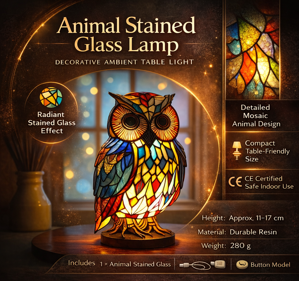 Stained Glass Animal Table Lamp – Decorative Accent Light