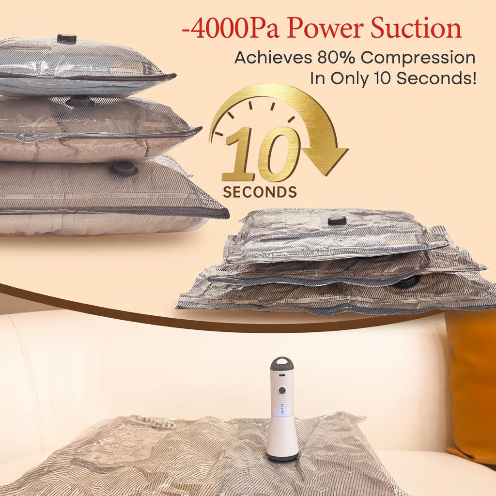 Vacuum Storage Bags Cordless Pump Travel Packing Set