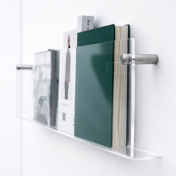 Acrylic Floating Wall Shelf – Magazine & Storage Organizer