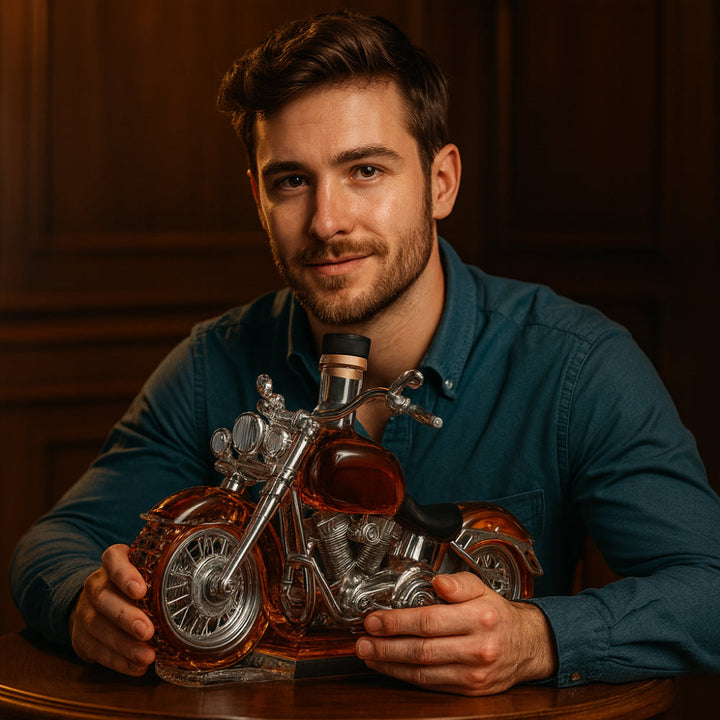 Motorcycle Whiskey Decanter – 750ml Glass Bottle & Bar Gift