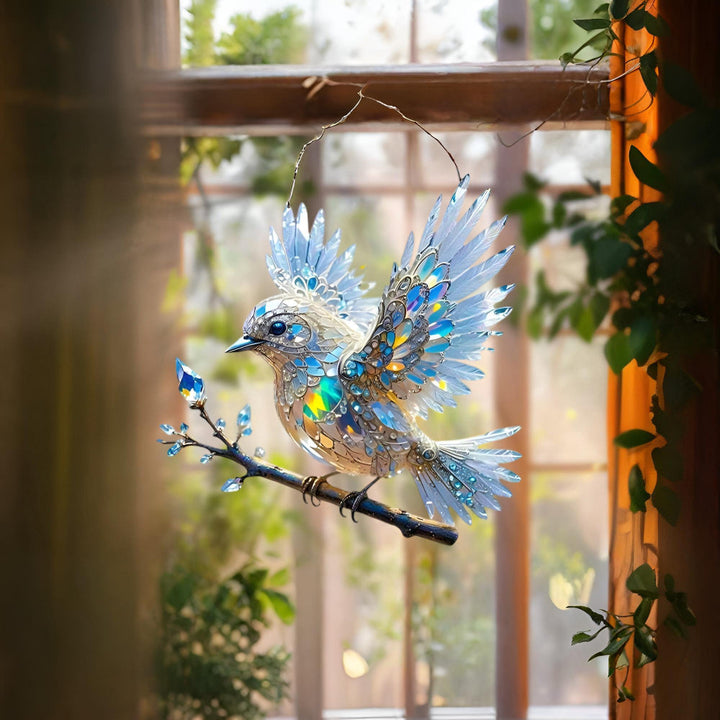 Window Suncatcher Stained Glass Bluebird Acrylic Hanging Decor