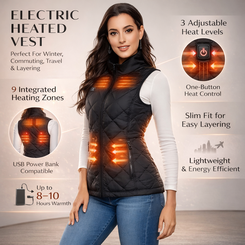 Women's Heated Vest – Electric Slim-Fit Warming Gilet