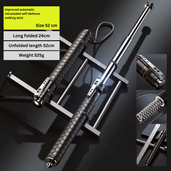 Self-Defense Walking Stick – One-Click Deploy Anti-Slip Grip
