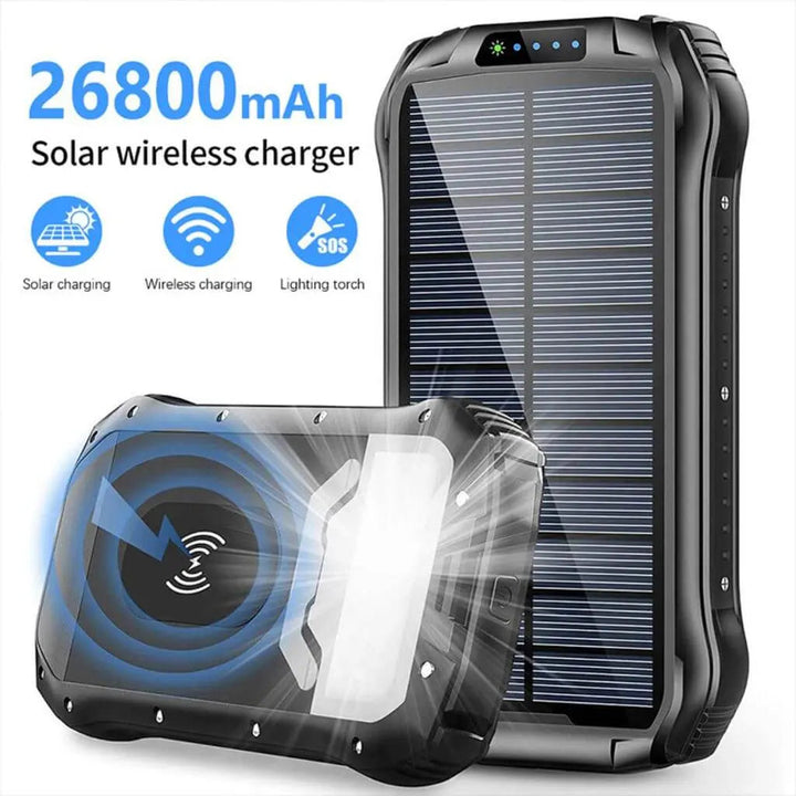 Portable Solar Power Bank – High Capacity Outdoors Emergency & USB Charging