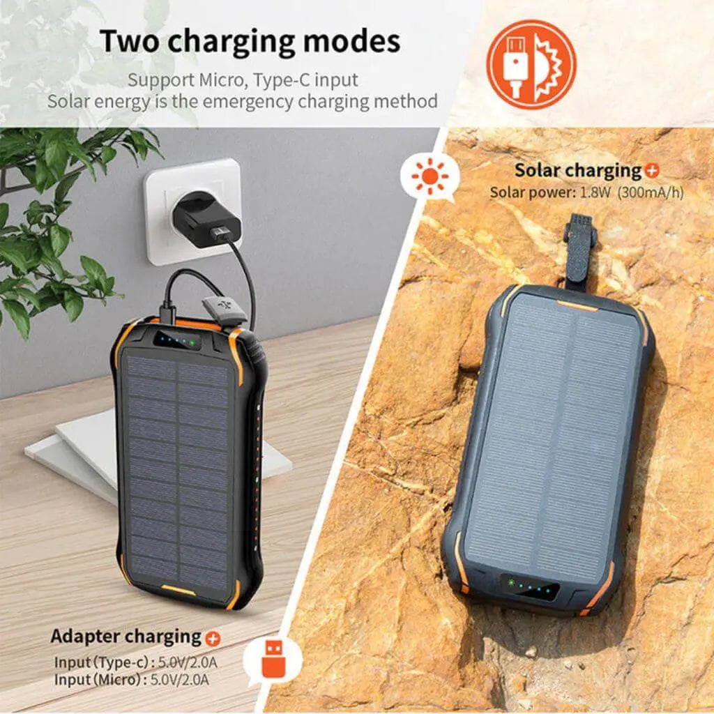 Portable Solar Power Bank – High Capacity Outdoors Emergency & USB Charging
