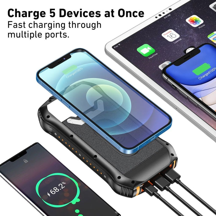 Portable Solar Power Bank – High Capacity Outdoors Emergency & USB Charging